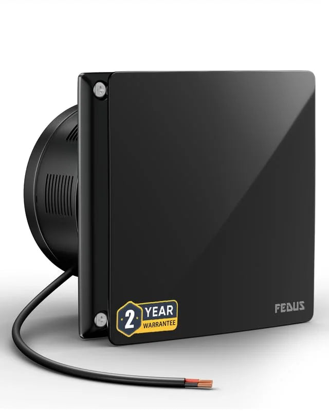 FEDUS LUMIO 150mm (6 Inch) Axial Exhaust Fan for Kitchen & Bathroom, 1850 RPM Turbo Speed,100% Copper Motor Automatic Shutter, Silent Operation Premium ABS Body Ventilation Home & Office (Metallic Black) FEDUS