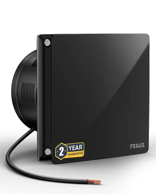 FEDUS LUMIO 150mm (6 Inch) Axial Exhaust Fan for Kitchen & Bathroom, 1850 RPM Turbo Speed,100% Copper Motor Automatic Shutter, Silent Operation Premium ABS Body Ventilation Home & Office (Metallic Black) FEDUS