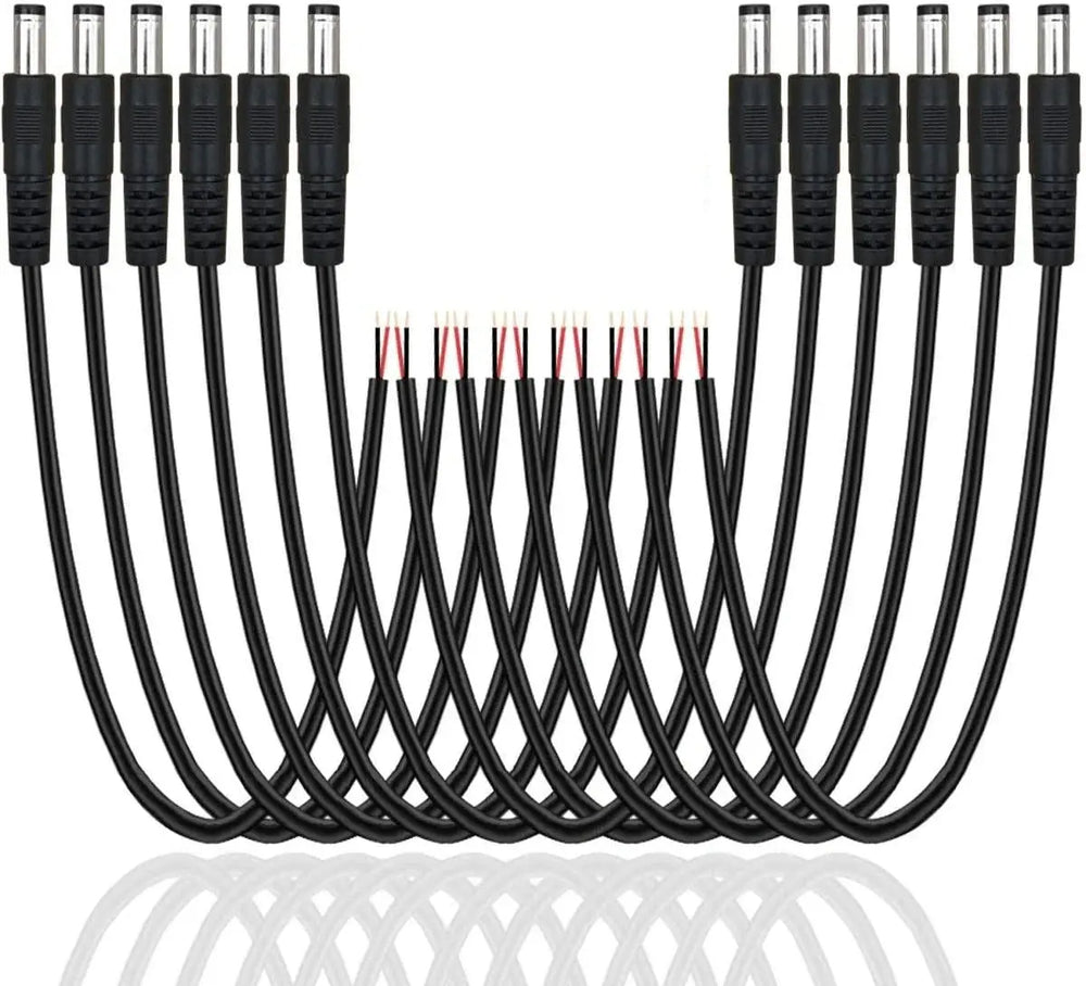 FEDUS 10 inch 30cm 2.1 x 5.5mm Male DC Power Pigtail Connectors for CCTV Surveillance Camera FEDUS