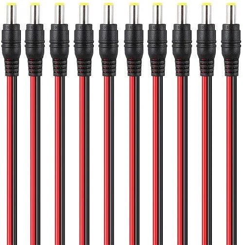 FEDUS 10 inch 30cm 2.1 x 5.5mm Male DC Power Pigtail Connectors for CCTV Surveillance Camera