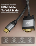 FEDUS HDMI to VGA Cable Adapter 1080P@60Hz Uni-Directional HDMI Computer to VGA Monitor Cable (Male to Male) Compatible for Computer, Desktop, Laptop, PC, Monitor, Projector, HDTV, Roku, Xbox