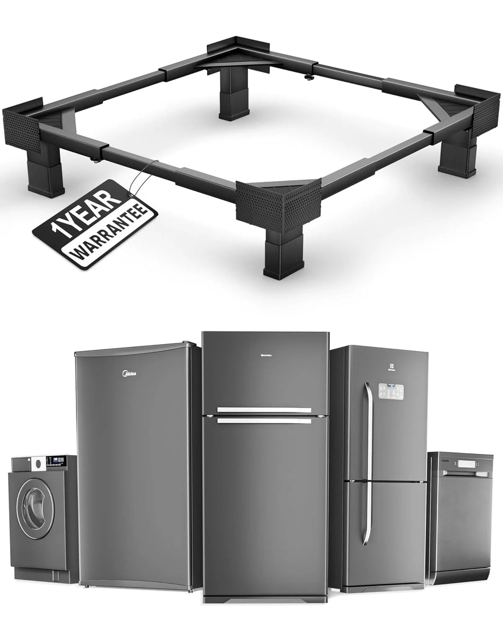 MAXISTAND Heavy Duty Metal washing machine Stand (No Wheels) (20x20 to 27x30 Inch) | For Refrigerator, Fridge & Dishwasher FEDUS