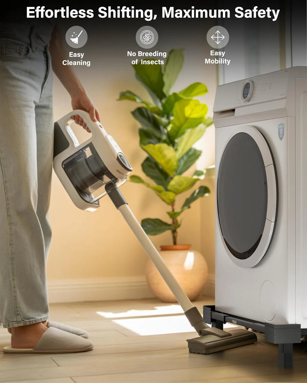 MAXISTAND Heavy Duty Metal washing machine Stand (No Wheels) (20x20 to 27x30 Inch) | For Refrigerator, Fridge & Dishwasher FEDUS