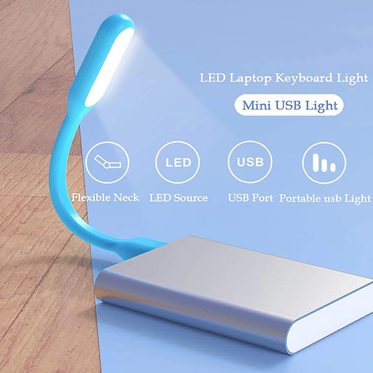 FEDUS Mini Adjustable Book USB LED Light Night Lamps for Power Bank, PC Laptop Computer Keyboard, Flexible Goose Neck Reading (Pack of 5 Colour As Per Availability)