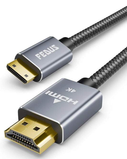 FEDUS Mini HDMI(Not Micro) to HDMI Cable 4.9FT, Aluminum Shell Braided 4K 60Hz, 2K@120Hz,1080P, HDMI 2.0 Cord, Compatible with Camera, Camcorder, Tablet, Graphics/Video Card, Laptop, Raspberry Pi Zero W