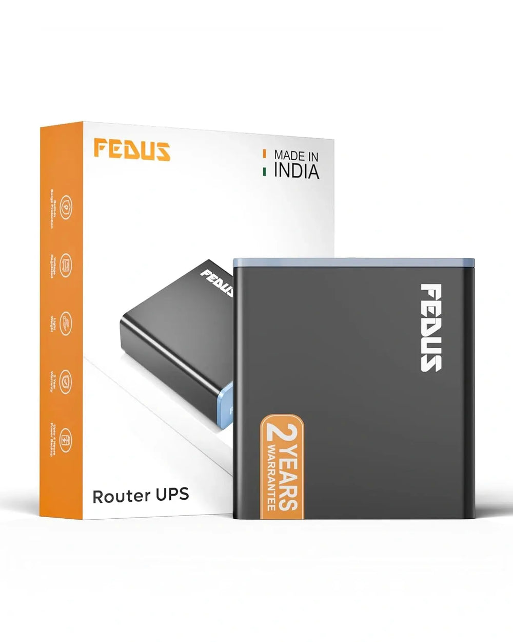 FEDUS Router UPS for Home Office, 12V 2A Support, 4400mAh Li-ion Battery Mini UPS for WiFi Router with Power Adapter, Uninterrupted Power Supply Smart Charging Compatible with TP-Link, D-Link, Netgear FEDUS