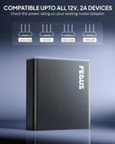 FEDUS Router UPS for Home Office, 12V 2A Support, 4400mAh Li-ion Battery Mini UPS for WiFi Router with Power Adapter, Uninterrupted Power Supply Smart Charging Compatible with TP-Link, D-Link, Netgear
