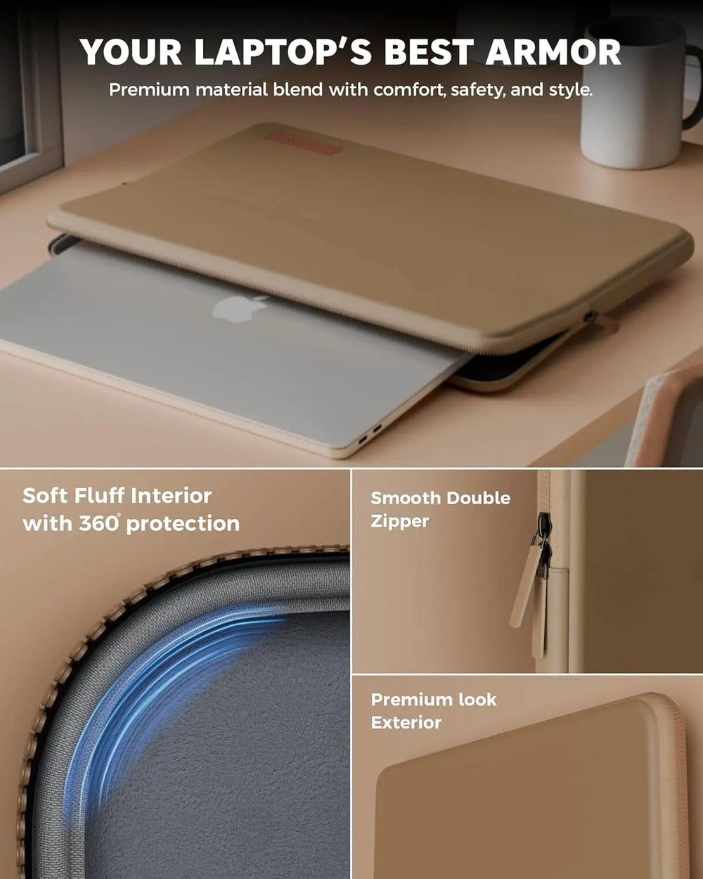 FEDUS MONARC Designer Premium Vegan Leather Laptop Sleeve Bag Case, Shockproof Office Laptop Cover Pouch Accessories Carrying Bag for MacBook, HP, Dell, Lenovo, Asus for Men & Women FEDUS