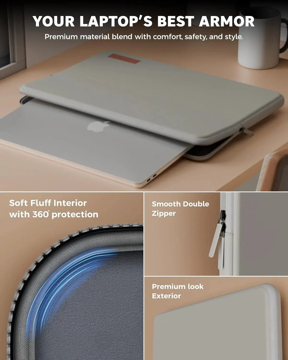 FEDUS MONARC Designer Premium Vegan Leather Laptop Sleeve Bag Case, Shockproof Office Laptop Cover Pouch Accessories Carrying Bag for MacBook, HP, Dell, Lenovo, Asus for Men & Women FEDUS