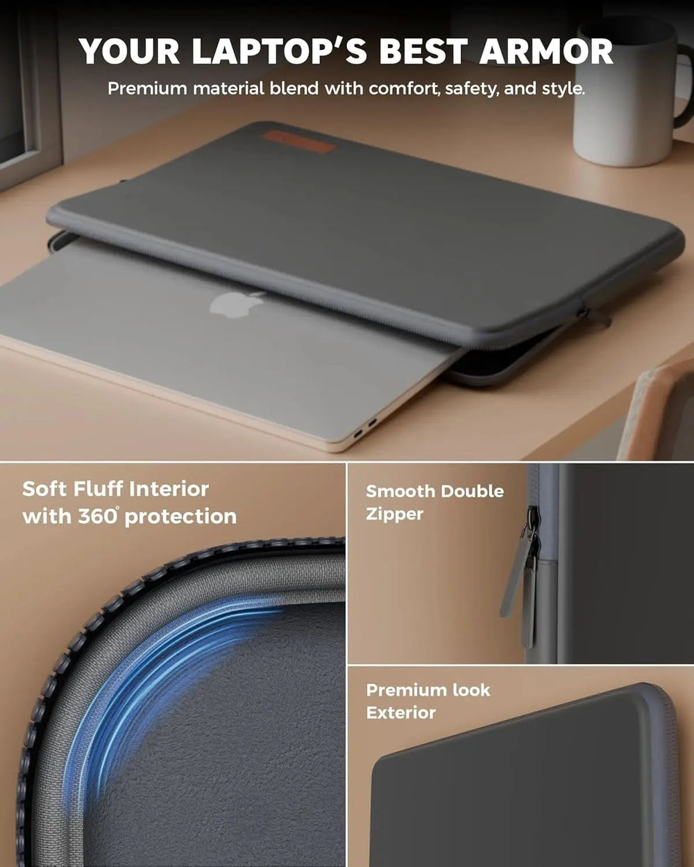 FEDUS MONARC Designer Premium Vegan Leather Laptop Sleeve Bag Case, Shockproof Office Laptop Cover Pouch Accessories Carrying Bag for MacBook, HP, Dell, Lenovo, Asus for Men & Women FEDUS
