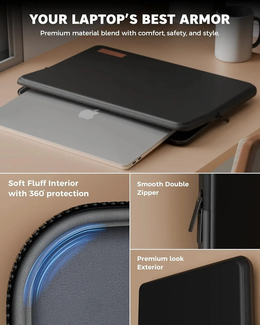 FEDUS MONARC Designer Premium Vegan Leather Laptop Sleeve Bag Case, Shockproof Office Laptop Cover Pouch Accessories Carrying Bag for MacBook, HP, Dell, Lenovo, Asus for Men & Women FEDUS