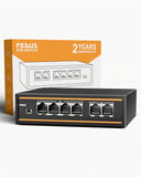 FEDUS NextPort 16 Port Gigabit Ethernet Switch | 1000Mbps Metal Unmanaged Network Splitter Hub | Fanless, Plug & Play Desktop Splitter | 6KV Surge Protection for Home, Office, CCTV & Gaming, Internet | PoE