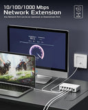 Network extension device with computer and laptop on a desk