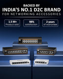 FEDUS NextSwitch-400 6 Port AI PoE Switch, 10/100 Mbps 4 PoE + 2 Uplink 60W Active PoE for IP Cameras, NVR, VoIP, 250m Long Range,VLAN Isolation,6KV Surge Protection Ethernet lan extender network splitter