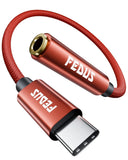 FEDUS Novus USB Type C to 3.5mm Audio Jack Adapter Connector, DAC Chip Headphone Earphones Converter Aux Dongle Cable Compatible with Mobile, iPhone 15/16, Samsung S24/S23/S21, OnePlus, Pixel, iPad, 5.5-Inch