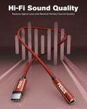 FEDUS Novus USB Type C to 3.5mm Audio Jack Adapter Connector, DAC Chip Headphone Earphones Converter Aux Dongle Cable Compatible with Mobile, iPhone 15/16, Samsung S24/S23/S21, OnePlus, Pixel, iPad, 5.5-Inch