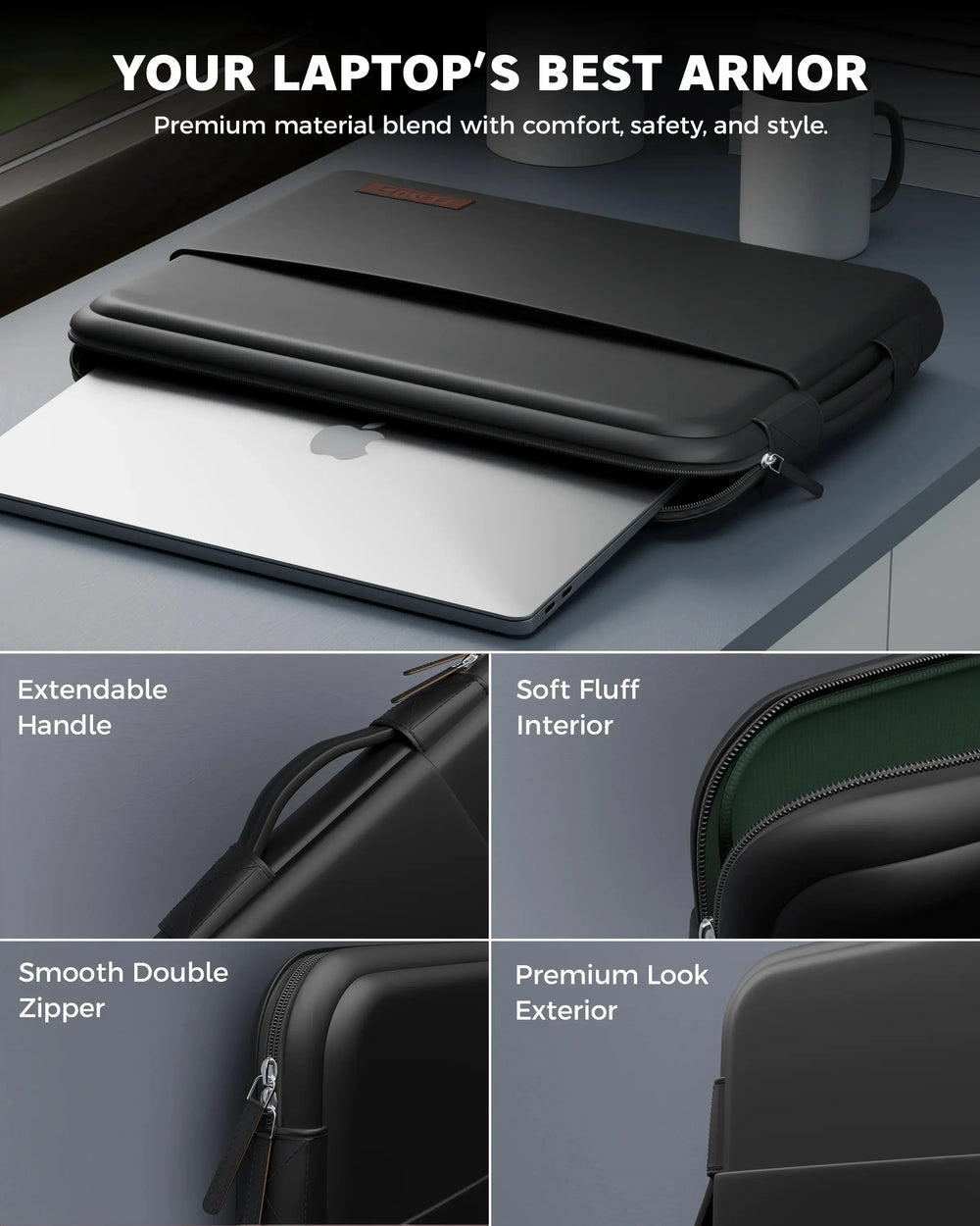 oro onyx black laptop sleeve 2