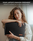 FEDUS ORO Premium Vegan Leather Laptop Sleeve Bag Case 13.3 inch, Shockproof Office Laptop Cover Pouch Carrying Bag with Accessory Pocket & Handle for MacBook, HP, Dell, Lenovo, Asus for Men & Women