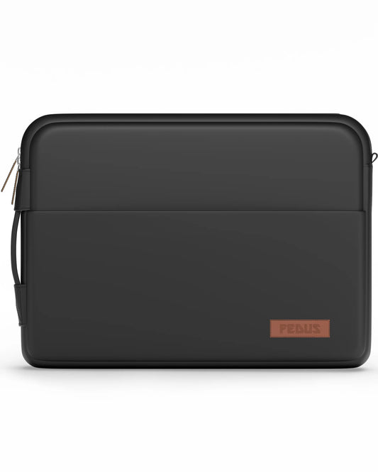 FEDUS ORO Premium Vegan Leather Laptop Sleeve Bag Case 13.3 inch, Shockproof Office Laptop Cover Pouch Carrying Bag with Accessory Pocket & Handle for MacBook, HP, Dell, Lenovo, Asus for Men & Women