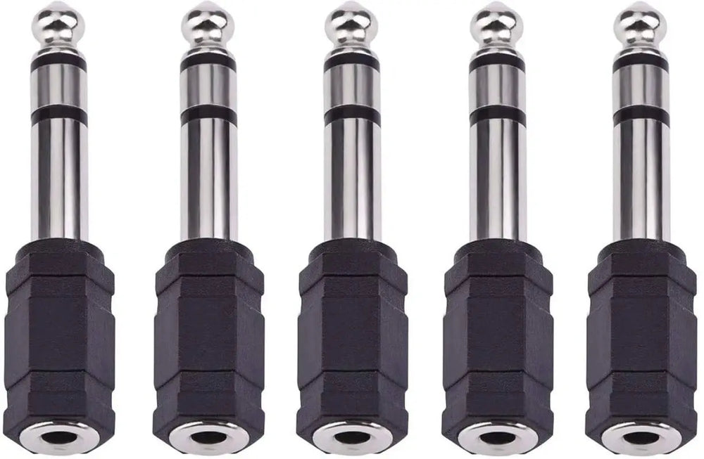 FEDUS Pack 5, 6.35mm Stereo Male to 3.5mm Female Stereo Jack Headphone Adapter Converter FEDUS