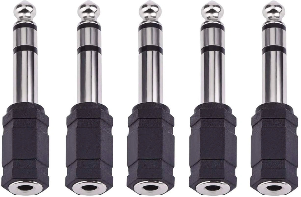FEDUS Pack 5, 6.35mm Stereo Male to 3.5mm Female Stereo Jack Headphone Adapter Converter