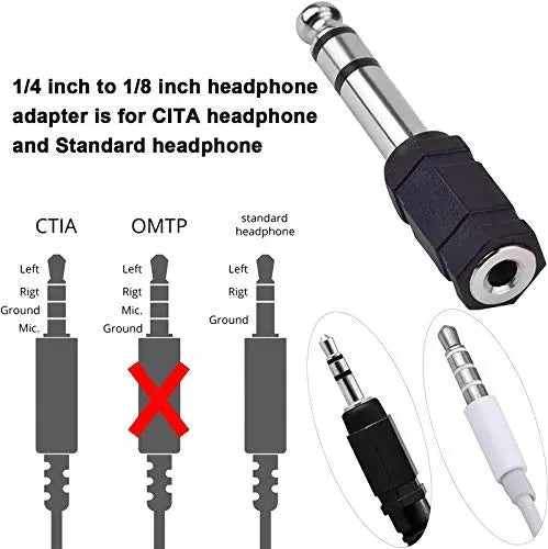 FEDUS Pack 5, 6.35mm Stereo Male to 3.5mm Female Stereo Jack Headphone Adapter Converter FEDUS