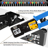 FEDUS Passthrough Crimping tool, Crimp, Cut, Strip Tool Pass-Through Ethernet Crimper, Professional RJ45 Crimp Tool for 8P/RJ45 and 6P/RJ12 4P/RJ11, Cat6a, Cat6, Cat5e Pass Through & Regular Connectors, Blue