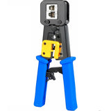 FEDUS Passthrough Crimping tool, Crimp, Cut, Strip Tool Pass-Through Ethernet Crimper, Professional RJ45 Crimp Tool for 8P/RJ45 and 6P/RJ12 4P/RJ11, Cat6a, Cat6, Cat5e Pass Through & Regular Connectors, Blue