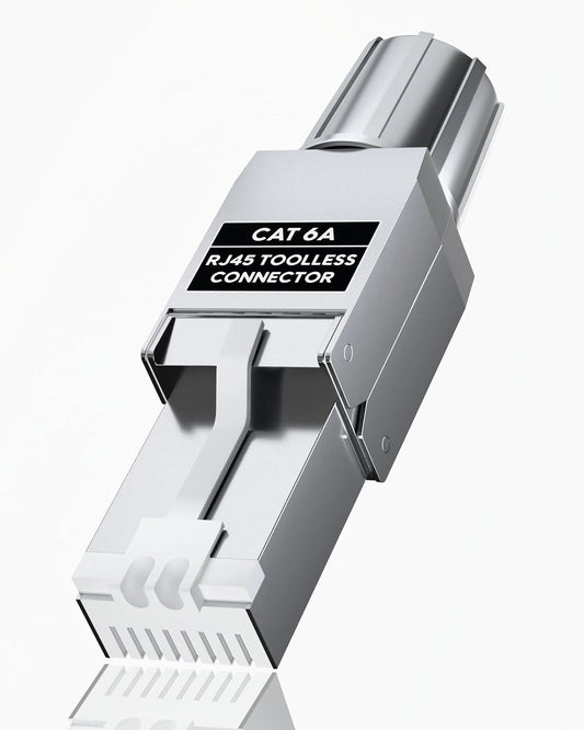 FEDUS PING Cat6A Toolless RJ45 Connector | Fully Shielded Metal Field Plug | 10Gbps 500MHz High Speed Ethernet Cable Connector| For 20-24 AWG LAN Cable, PC, Router, Server Rack | 1-Year Warrantee FEDUS