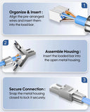 FEDUS PING Cat6A Toolless RJ45 Connector | Fully Shielded Metal Field Plug | 10Gbps 500MHz High Speed Ethernet Cable Connector| For 20-24 AWG LAN Cable, PC, Router, Server Rack | 1-Year Warrantee FEDUS
