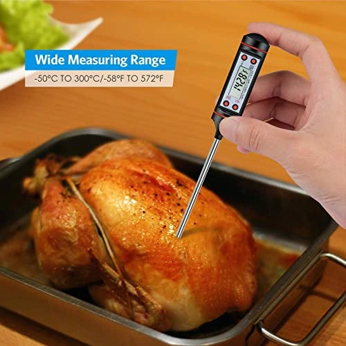 FEDUS Professional Digital Sensor LCD Cooking Monitoring Long Probe Electronic Instant Read Thermometer Temperature Test Pen for Kitchen Food Meat BBQ Coffee Industrial Laboratory Pack of 5