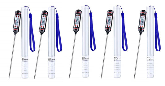 FEDUS Professional Digital Sensor LCD Cooking Monitoring Long Probe Electronic Instant Read Thermometer Temperature Test Pen for Kitchen Food Meat BBQ Coffee Industrial Laboratory Pack of 5