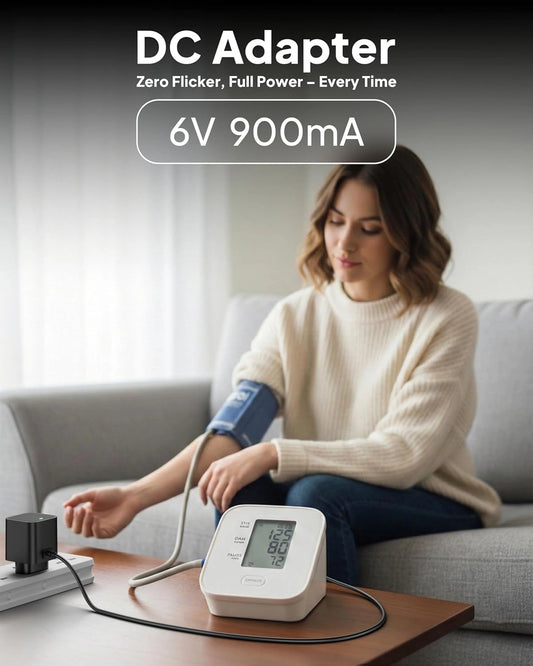 FEDUS PulseGuard6 MPro 6V Adapter for Dr. Morepen BP Monitor Machine (Fits BP-02, BP-09, BP-12, BP-14), BIS Certified Power Supply, 10ft Extra Long Cord, Universal Dual-Pin Charger (4.0mm & 5.5mm)