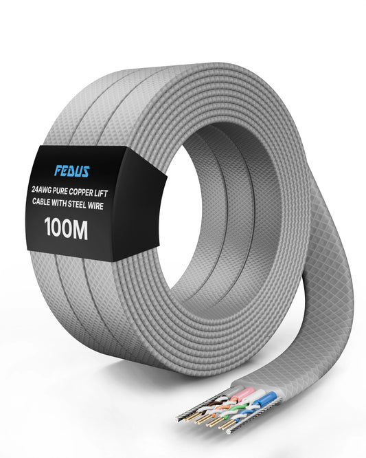 FEDUS Pure Copper Lift Cable with Steel, High-Strength Elevator Control Cable, Multi-Core 24AWG for Industrial & Residential Lifts