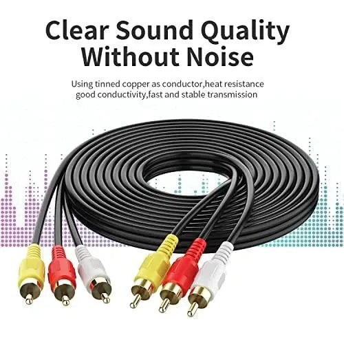 FEDUS 3 RCA Male to 3 RCA Male Stereo Audio Video Cable | Composite Audio Video Av Cable Gold Plated 3 to 3 RCA Male Audio Plug Video for DVD VCD TV Amplifier Projector FEDUS