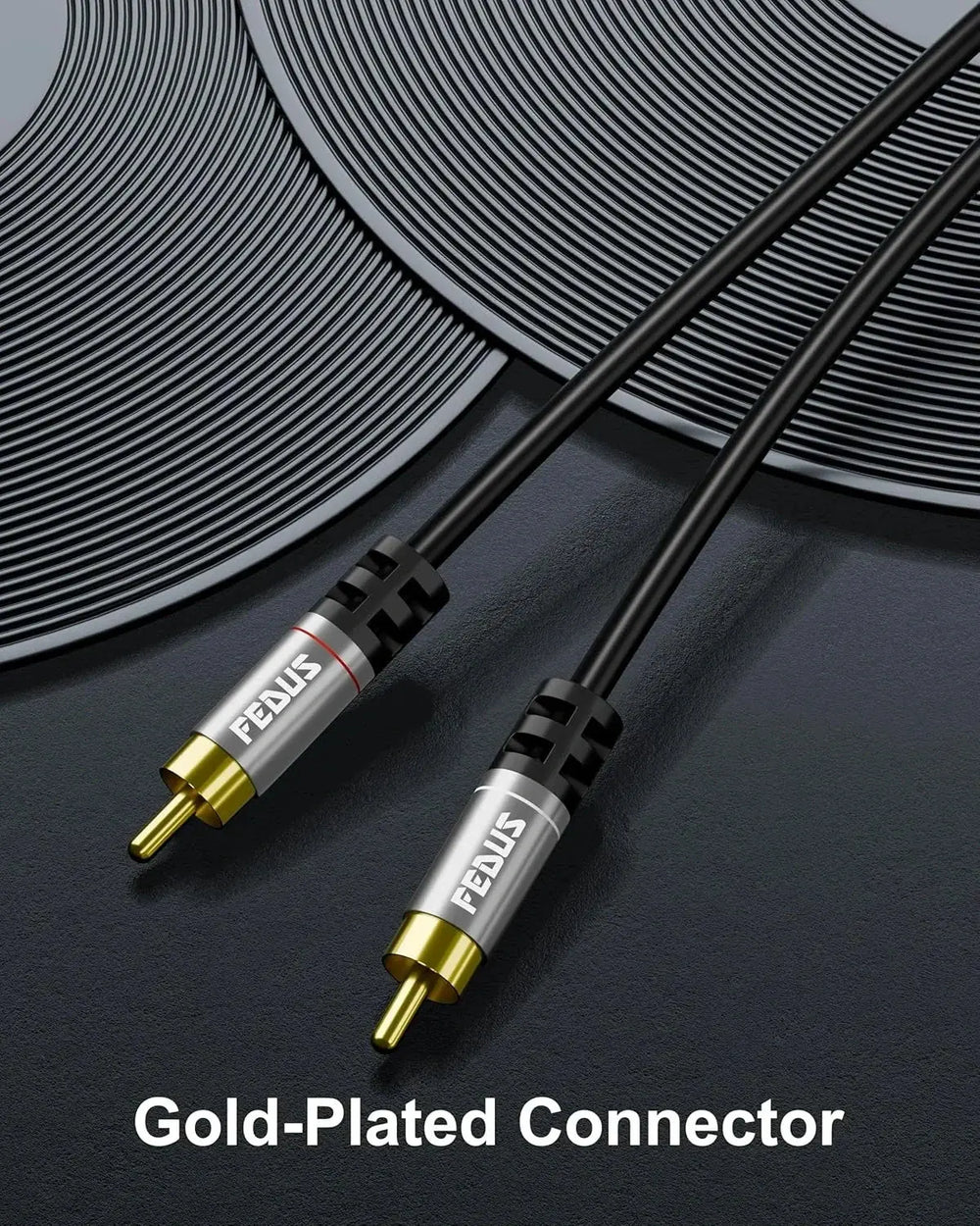FEDUS RCA to RCA Cable Double Shielded Oxygen-Free Copper Gold Plated 2RCA to 2RCA Cable 2 RCA Car Audio Subwoofer Cable Cord for Hi-Fi Audio Systems, Amplifier, Home Theater, Speaker, HDTV FEDUS
