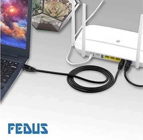 FEDUS RJ45 CAT5 Ethernet Patch/LAN Cable with Gold Plated Connectors Supports Upto 1000Mbps FEDUS