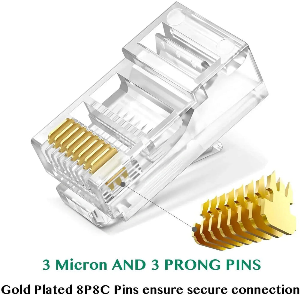 FEDUS RJ45 Cat6 Pass-Through Connector RJ45 Ends, Cat5, Cat5e, Cat6 8P8C RJ45 Connector, Ethernet Cable Crimp Connectors UTP Network Plug Solid Wire and Standard Cable, LAN Crimp FEDUS