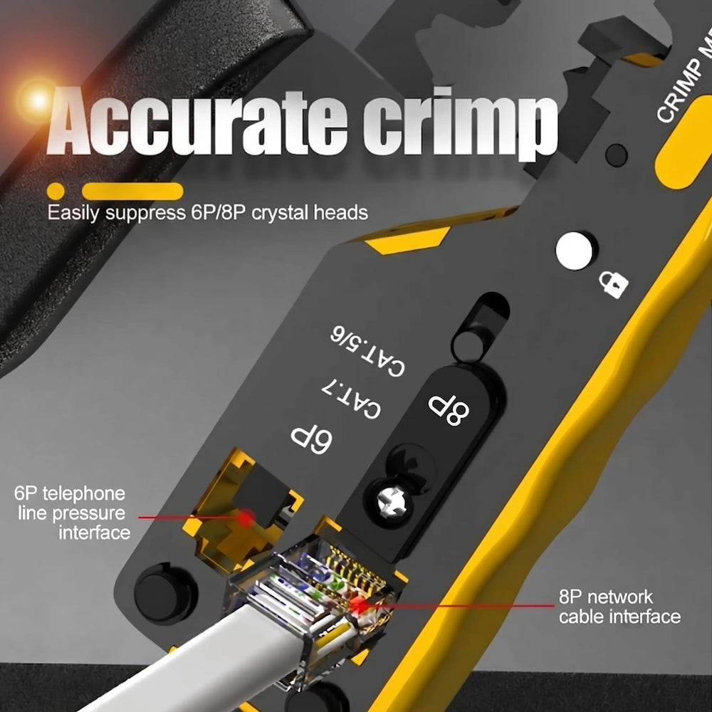 FEDUS RJ45 Crimp Tool Pass Through Ethernet Crimper Tool Kit All-in-One for STP UTP Cat5 Cat5e Cat6 Cat7 Cat8 Crimping Tool Kit Wire Stripper/Wire Cutter for RJ45 RJ11/12 6P/8P FEDUS
