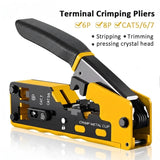 FEDUS RJ45 Crimp Tool Pass Through Ethernet Crimper Tool Kit All-in-One for STP UTP Cat5 Cat5e Cat6 Cat7 Cat8 Crimping Tool Kit Wire Stripper/Wire Cutter for RJ45 RJ11/12 6P/8P FEDUS