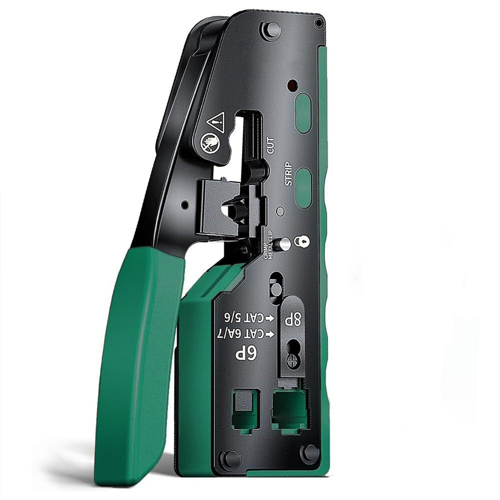 FEDUS RJ45 Crimp Tool Pass Through Ethernet Crimper Tool Kit All-in-One for STP UTP Cat5 Cat5e Cat6 Cat7 Cat8 Crimping Tool Kit Wire Stripper/Wire Cutter for RJ45 RJ11/12 6P/8P