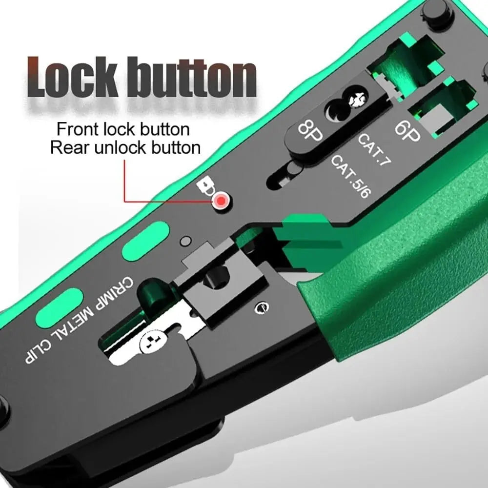 FEDUS RJ45 Crimp Tool Pass Through Ethernet Crimper Tool Kit All-in-One for STP UTP Cat5 Cat5e Cat6 Cat7 Cat8 Crimping Tool Kit Wire Stripper/Wire Cutter for RJ45 RJ11/12 6P/8P FEDUS