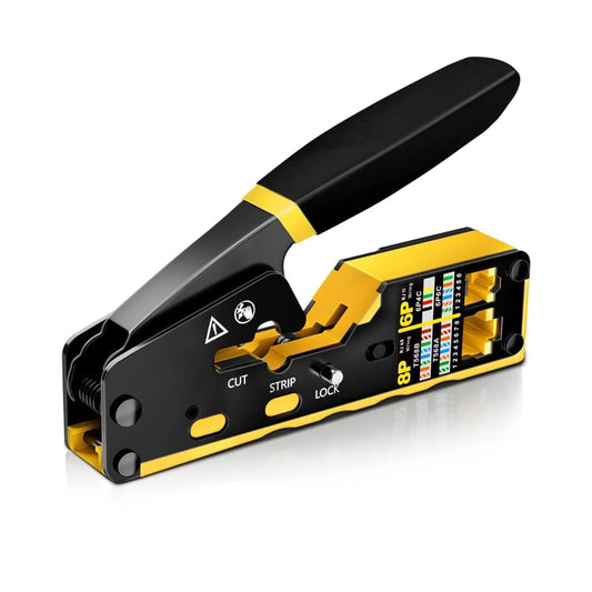 FEDUS RJ45 Crimp Tool Pass Through Ethernet Crimper Tool Kit All-in-One for STP UTP Cat5 Cat5e Cat6 Cat7 Cat8 Crimping Tool Kit Wire Stripper/Wire Cutter for RJ45 RJ11/12 6P/8P FEDUS