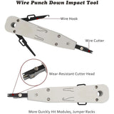FEDUS RJ45 Crimping Tool Kit - Machine for Cat6A, Cat5E, Cat5 25PCS Connector, Network LAN Tester, Cut and Strip Tool, Punch Down Wire Cutter Black COMBO-6
