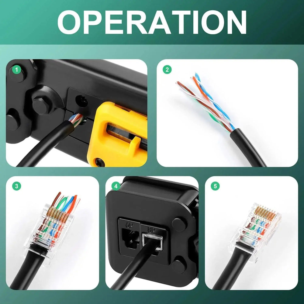 FEDUS RJ45 Crimping Tool Kit, Passthrough Crimping Tool rj45 for Cat6A Cat5e Cat5 RJ45, 25PCS rj45 Connector & Boot Covers, Network lan Tester, Cut and Strip Tool, 25 Cable Ties & KD-1 Punch Down Tool Blue COMBO-3 FEDUS