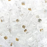 FEDUS RJ9 Modular Phone Headset 4P4C Plug Jack Connector for RJ9 / RJ10 / RJ22 Telephone Flat Cable/Cord Adapter Telephone Modular Plug (Compatible with Both Solid and Stranded Wire)