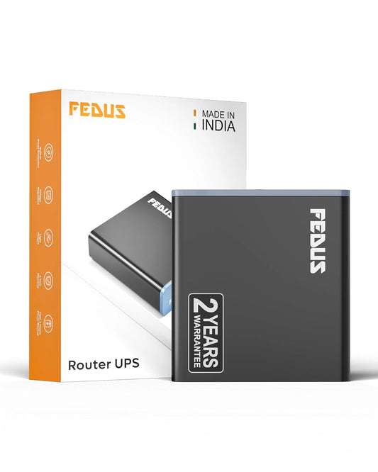 FEDUS Router UPS for Home Office, 12V 2A Support, 4400mAh Li-ion Battery Mini UPS for WiFi Router with Power Adapter, Uninterrupted Power Supply Smart Charging Compatible with TP-Link, D-Link, Netgear