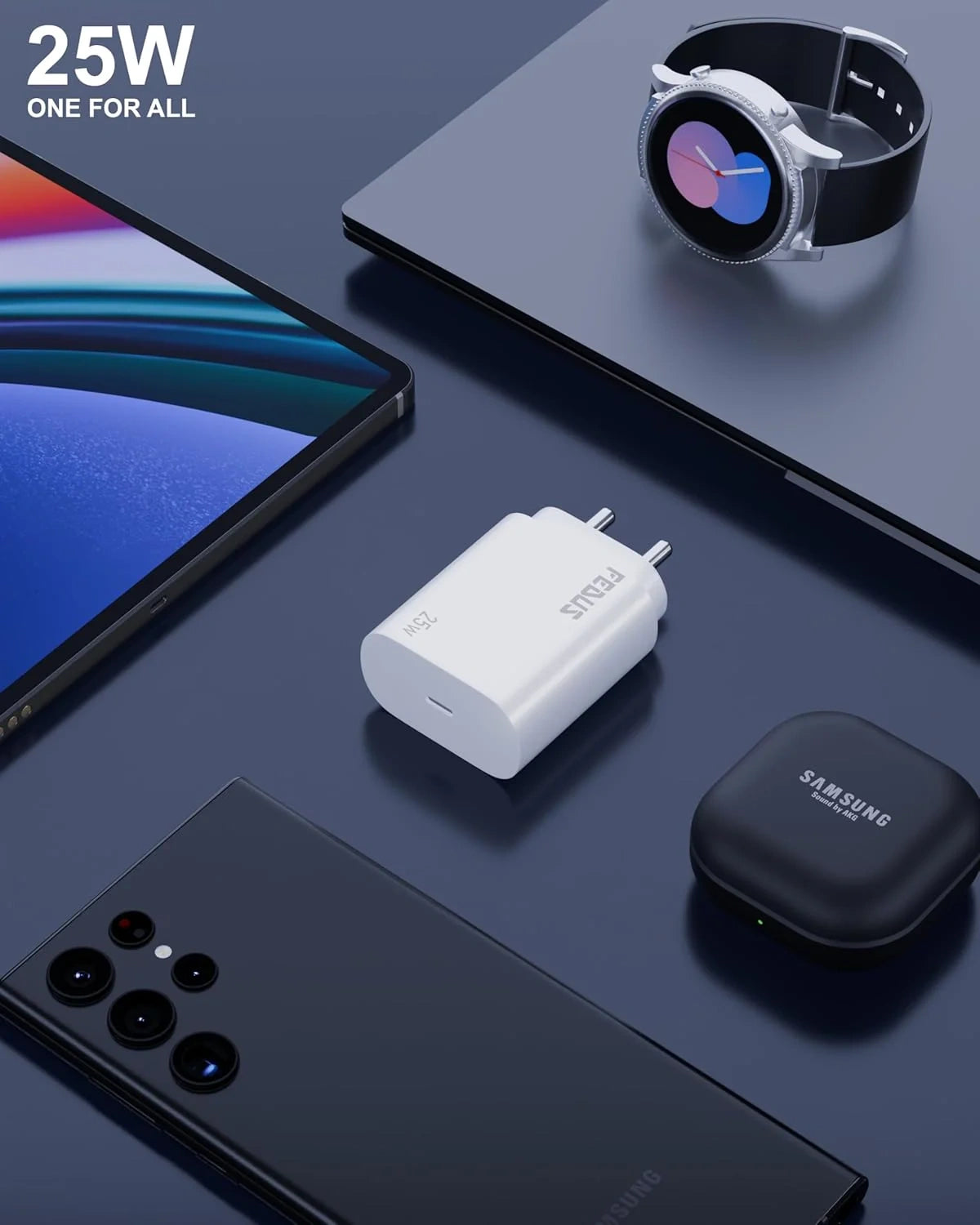 FEDUS Samsung 25W Fast Type-C Charger with Cable Compatible with Samsung Galaxy S25/S25 Plus Ultra/S24+/S23 Ultra