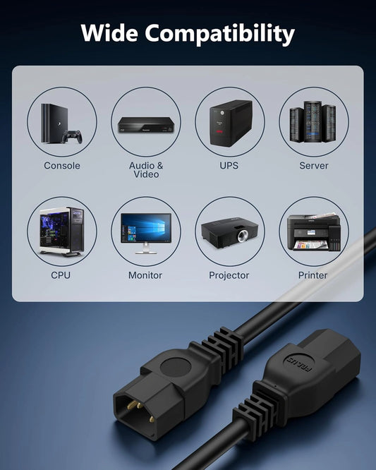 FEDUS ServerLink IEC C14 to C15 Power Link Cable, 18AWG 100% Pure Copper Heavy Duty Extension Cord for Servers, PDU, Cisco Switches & High-Temp Appliances, Flame Retardant PVC, 2Y Warranty