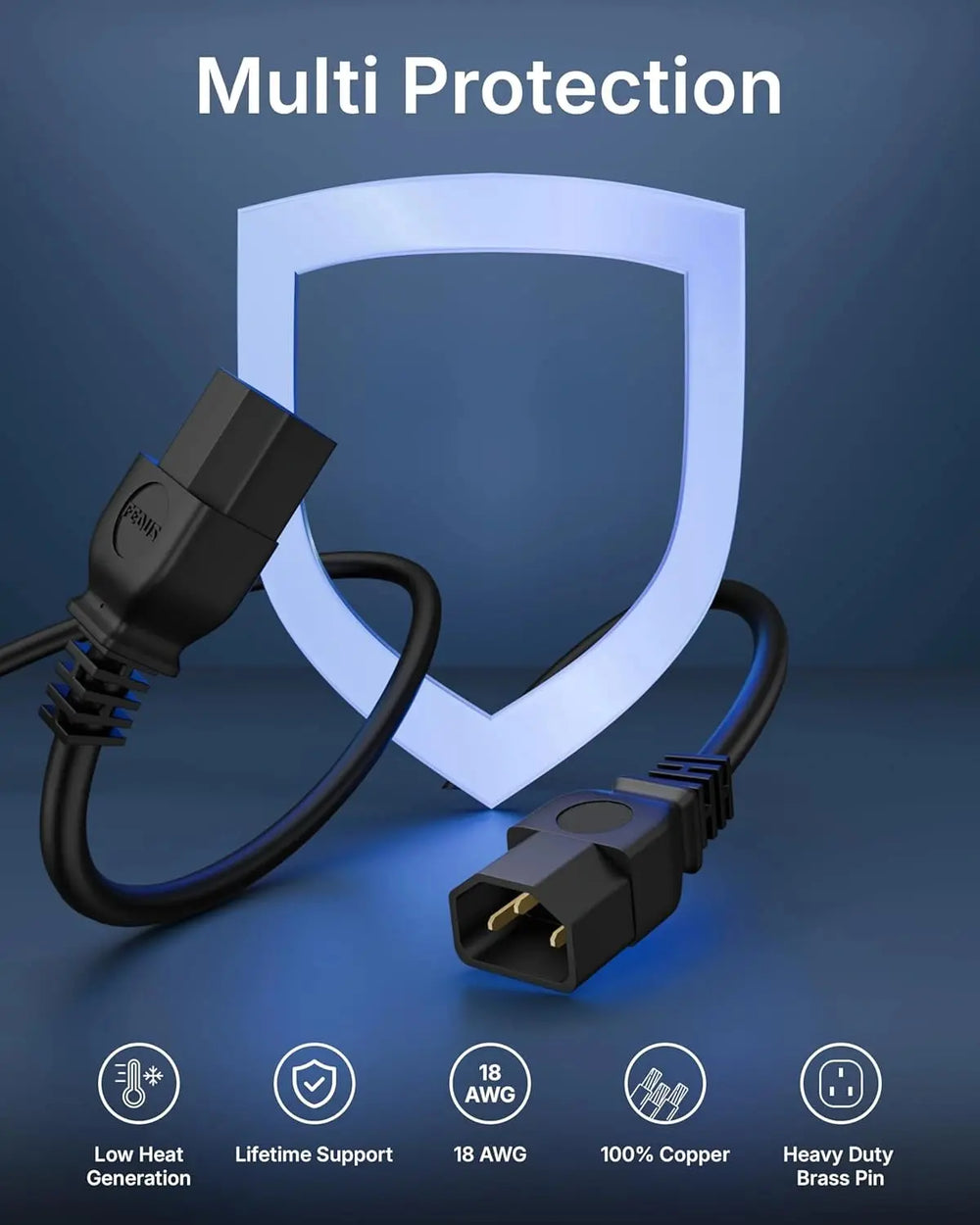 FEDUS ServerLink IEC C14 to C15 Power Link Cable, 18AWG 100% Pure Copper Heavy Duty Extension Cord for Servers, PDU, Cisco Switches & High-Temp Appliances, Flame Retardant PVC, 2Y Warranty FEDUS